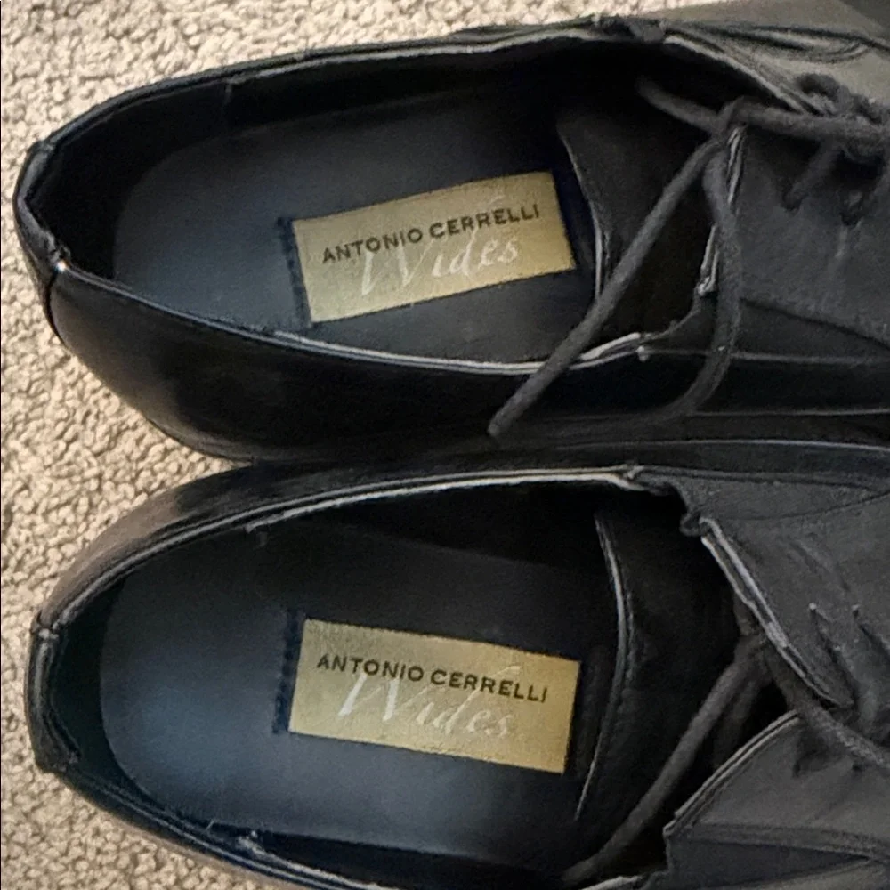 Antonio Cerrelli Black Leather Cap Toe Dress Shoes – Size 10.5